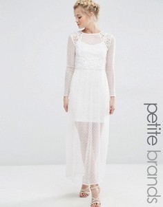 Платье макси из прозрачного кружева Vero Moda Petite - Белый