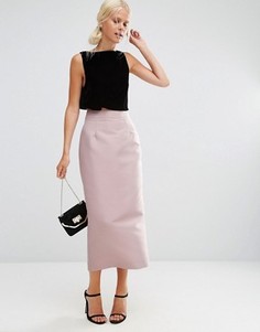 Атласная юбка макси ASOS Premium - Розовый