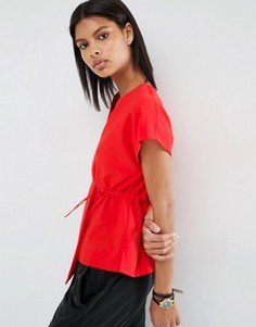 Топ с запахом и затягивающимся шнурком на талии ASOS - Красный