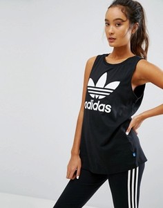 Свободная майка с логотипом-трилистником adidas Originals - Черный