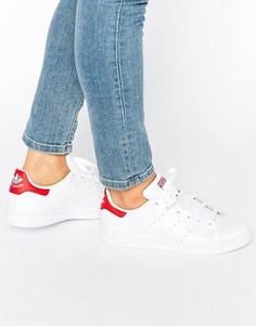 Белые с красным кроссовки adidas Originals Stan Smith - Белый