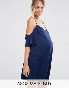 Цельнокройное платье для беременных ASOS Maternity - Темно-синий