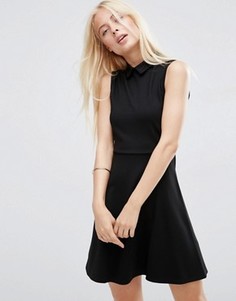 Приталенное платье мини с воротником из ткани понте ASOS - Черный