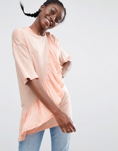 Футболка с оборками Monki - Розовый