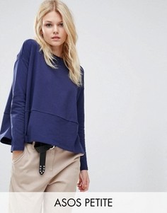 Трикотажный топ изнаночной вязки с длинными рукавами ASOS PETITE - Темно-синий
