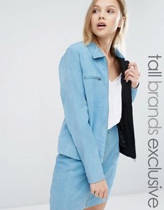 Комбинируемая замшевая куртка на молнии с воротником Adpt Tall - Синий