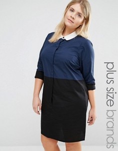 Платье-рубашка в стиле колор блок с асимметричной кромкой Junarose - Мульти