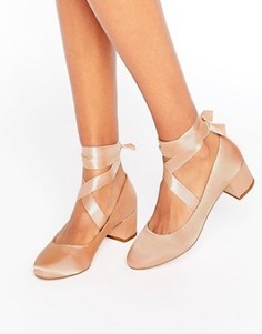 Туфли на каблуке с завязкой ASOS SO TRUE - Бежевый