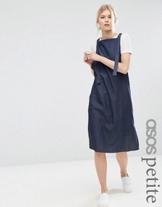 Синее джинсовое платье‑сорочка в стиле комбинезона ASOS PETITE - Синий