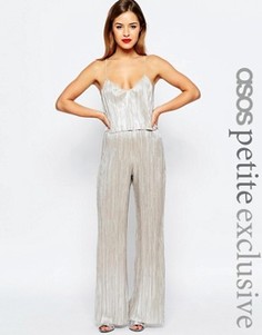 Комбинезон металлик с кроп‑топом ASOS PETITE - Серебряный