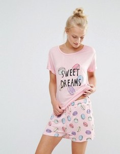 Пижамный комплект с шортами Chelsea Peers Sweets - Розовый
