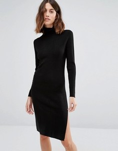 Платье с отворачивающимся воротником и длинными рукавами Vero Moda - Черный