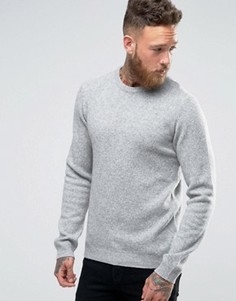 Серый джемпер с круглым вырезом из смешанной овечьей шерсти ASOS - Серый