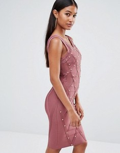 Платье с отделкой заклепками WOW Couture - Коричневый