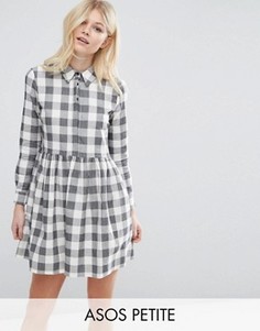 Свободное платье‑рубашка мини в клеточку ASOS PETITE - Мульти
