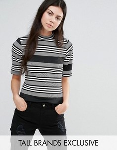 Топ с высоким воротом в полоску Daisy Street Tall - Мульти