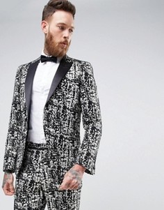 Черно-белый пиджак скинни ASOS - Черный