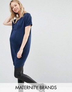 Трикотажное платье-туника для беременных Mamalicious - Темно-синий Mama.Licious