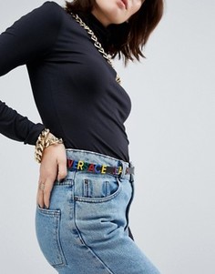 Черный ремень для джинсов с принтом Versace Jeans - Черный