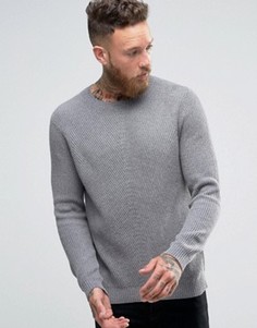 Серый джемпер в рубчик из кашемировой смеси с круглым вырезом ASOS - Серый