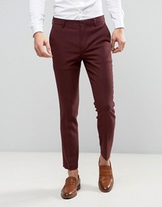 Фактурные бордовые брюки скинни ASOS WEDDING - Красный