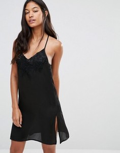 Платье-комбинация с кружевной отделкой Vero Moda - Черный