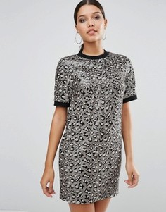 Цельнокройное платье мини с леопардовым принтом ASOS - Мульти
