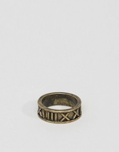 Золотистое шлифованное кольцо с римскими цифрами ASOS - Золотой