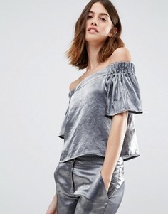 Топ с открытыми плечами Vero Moda - Серебряный