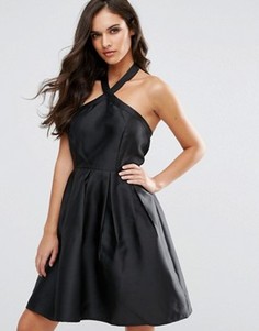 Короткое приталенное платье‑халтер из атласа Vero Moda - Черный