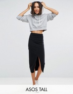 Юбка-карандаш с разрезом спереди ASOS TALL - Черный