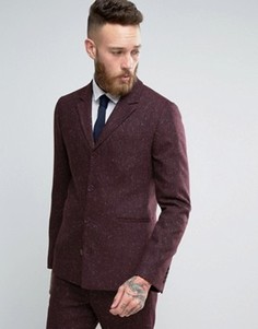 Пиджак скинни с узором в елочку на четырех пуговицах ASOS - Красный