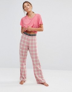 Пижама с футболкой и клетчатыми штанами Chelsea Peers - Розовый