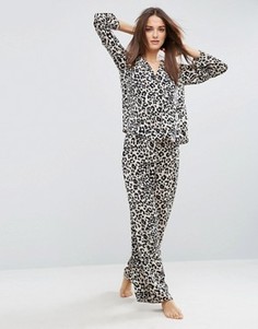 Пижамный комплект с леопардовым принтом ASOS - Мульти
