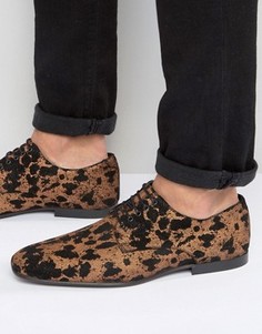 Замшевые туфли на шнуровке с леопардовым принтом ASOS - Золотой