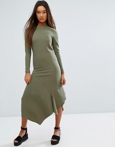 Платье с длинными рукавами и асимметричным подолом ASOS - Зеленый