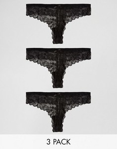 Комплект из 3 кружевных стрингов Ann Summers - Черный