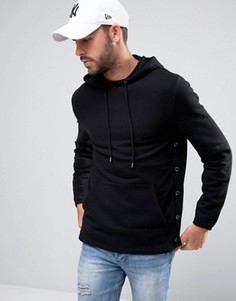 Черное худи на кнопках по бокам ASOS - Черный