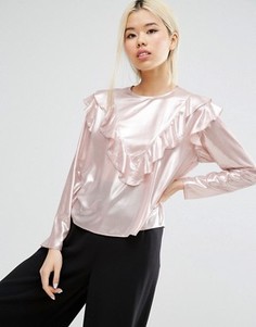 Топ с оборкой ASOS - Розовый
