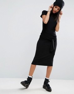 Платье миди с запахом и завязкой ASOS - Черный