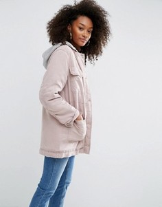 Выбеленная куртка с капюшоном ASOS - Розовый
