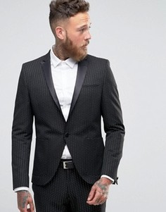 Черный пиджак скинни в горошек ASOS - Черный