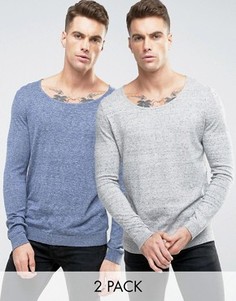 2 джемпера с овальным вырезом (синий/серый) ASOS - СКИДКА - Мульти