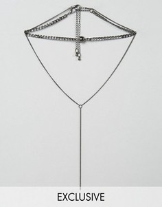 Ожерелье в несколько рядов с Y-образной цепочкой DesignB London - Серебряный