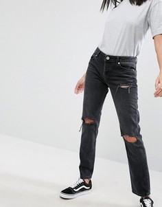 Черные выбеленные джинсы бойфренда с заниженной талией ASOS BRADY - Черный