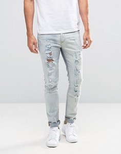 Рваные облегающие джинсы ASOS - Синий
