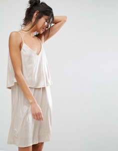 Платье металлик на тонких бретельках Vila - Золотой