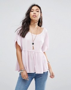 Присборенная футболка Free People Odyssey - Фиолетовый