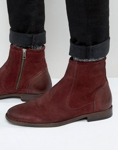 Бордовые замшевые ботинки челси с кожаной отделкой ASOS - Красный