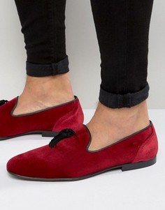 Бордовые бархатные лоферы с кисточками ASOS - Красный